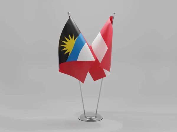 Áustria Bandeiras Cooperação Antígua Barbuda Fundo Branco Render — Fotografia de Stock