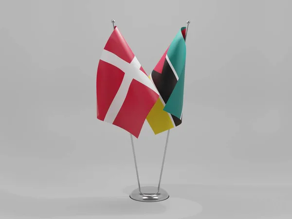 Mozambique Danemark Drapeaux Coopération Fond Blanc Render — Photo