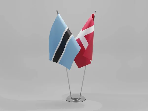 Danimarca Bandiere Cooperazione Botswana Sfondo Bianco Render — Foto Stock