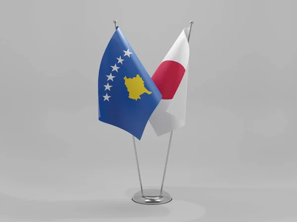 Japão Bandeiras Cooperação Kosovo Fundo Branco Render — Fotografia de Stock