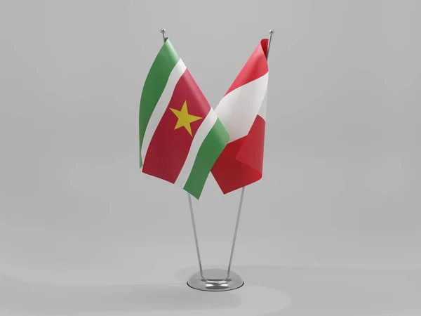 Peru Suriname Együttműködési Zászlók Fehér Háttér Render — Stock Fotó