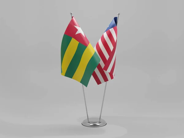 Liberia Togo Cooperation Flags White Background Render — 스톡 사진