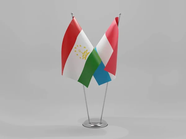 Luxemburg Tadzjikistan Samenwerking Vlaggen Witte Achtergrond Render — Stockfoto