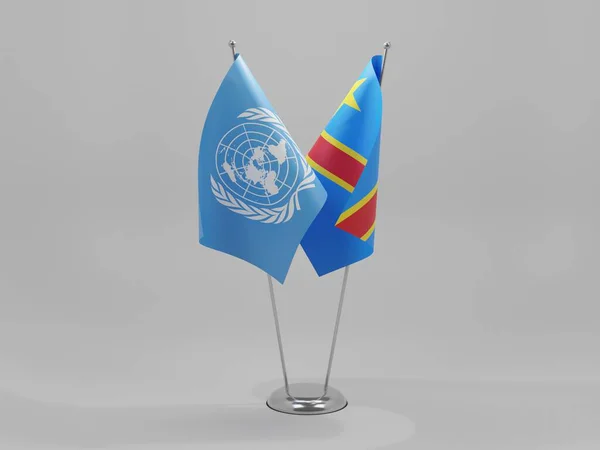 コンゴ民主共和国 国連協力旗 白の背景 3Dレンダリング — ストック写真