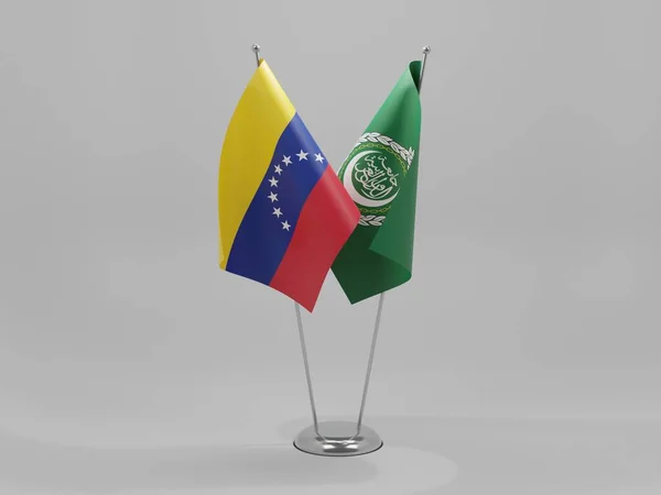 Liga Árabe Bandeiras Cooperação Venezuela Fundo Branco Render — Fotografia de Stock