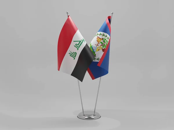 Belice Banderas Cooperación Irak Fondo Blanco Render —  Fotos de Stock