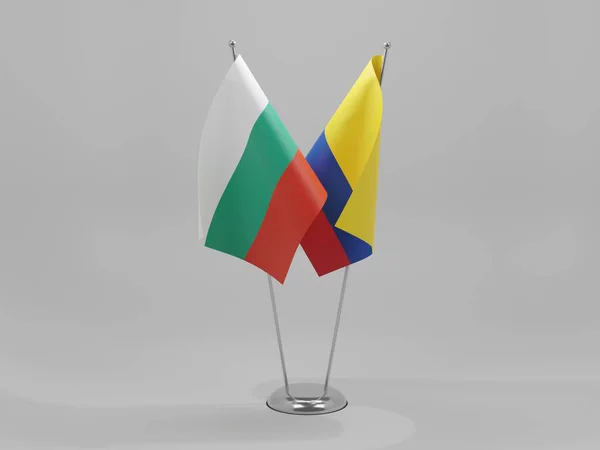 Kolumbia Bułgaria Flagi Współpracy Białe Tło Render — Zdjęcie stockowe