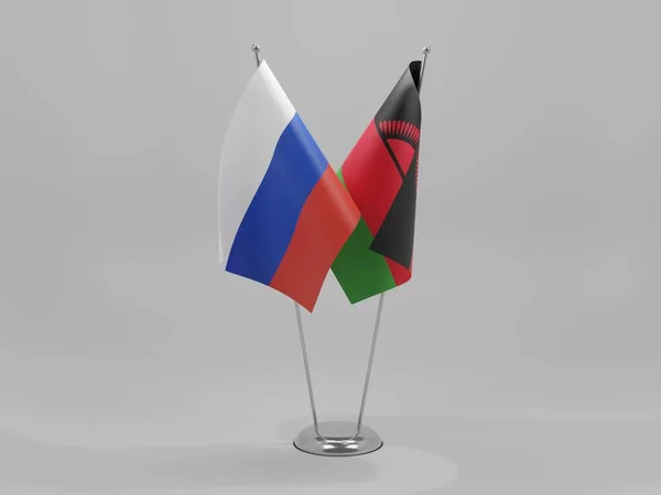 Malawi Banderas Cooperación Rusia Fondo Blanco Render —  Fotos de Stock