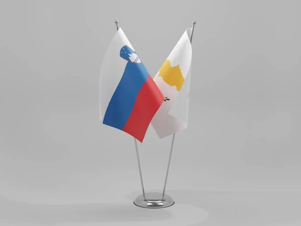 Zypern Slowenien Kooperationsflaggen Weißer Hintergrund Render — Stockfoto