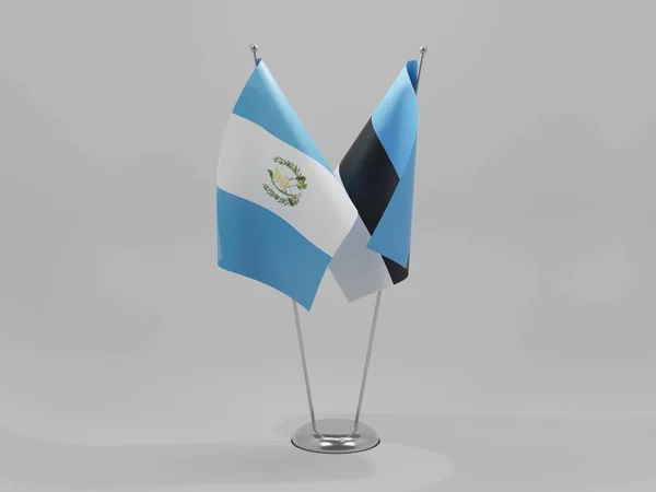 爱沙尼亚 危地马拉合作旗 白色背景 3D渲染 — 图库照片