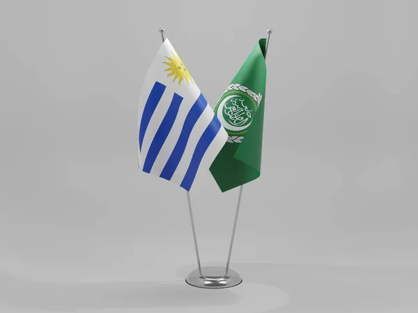 Liga Arabska Urugwaj Flagi Współpracy Białe Tło Render — Zdjęcie stockowe