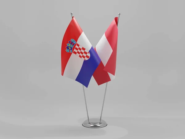 Austria Croatia Cooperation Flags White Background Render — стокове фото