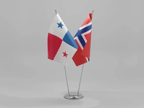 Norwegen Panama Kooperationsflaggen Weißer Hintergrund Render — Stockfoto