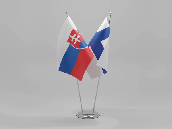 Фінляндія Словаччина Прапори Співпраці Білий Фон Рендер — стокове фото