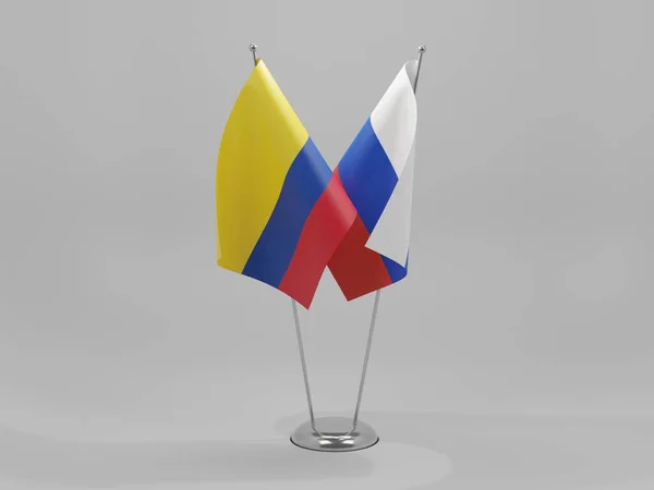 Rusko Kolumbie Spolupráce Vlajky Bílé Pozadí Vykreslování — Stock fotografie