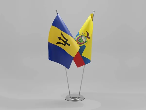 Equador Bandeiras Cooperação Barbados Fundo Branco Render — Fotografia de Stock