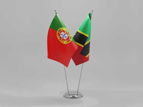 Flagi Współpracy Saint Kitts Nevis Portugalia Białe Tło Render — Zdjęcie stockowe