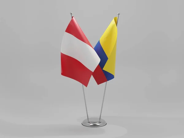 コロンビア ペルー協力旗 白背景 3Dレンダリング — ストック写真