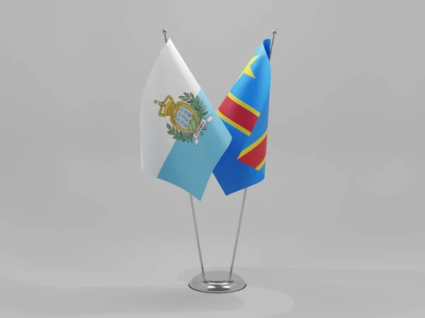 República Democrática Del Congo Banderas Cooperación San Marino Fondo Blanco —  Fotos de Stock