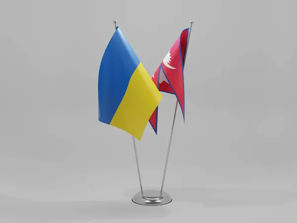 Drapeaux Coopération Népal Ukraine Fond Blanc Render — Photo