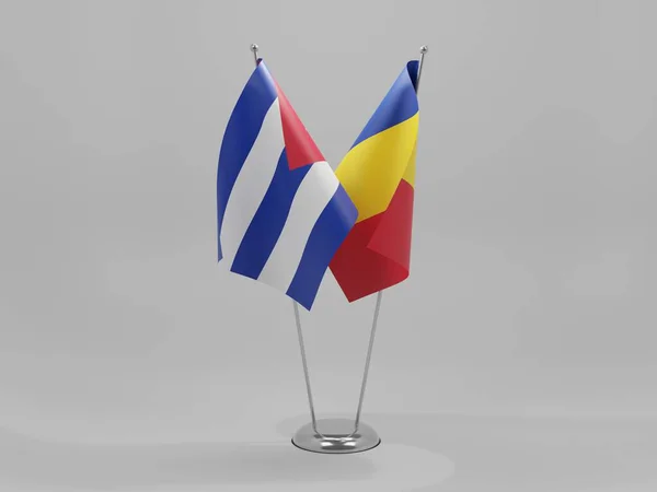 Romania Cuba Cooperation Flags White Background Render — стокове фото