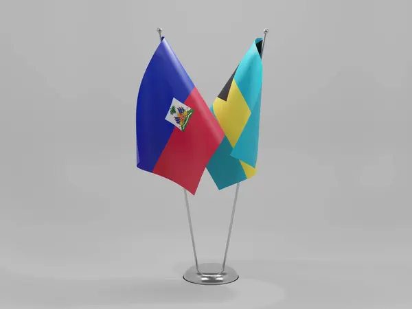 Bahamas Bandiere Cooperazione Haiti Sfondo Bianco Render — Foto Stock