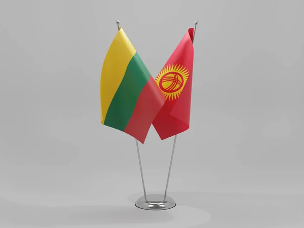 Kirghizistan Drapeaux Coopération Lituanie Fond Blanc Render — Photo