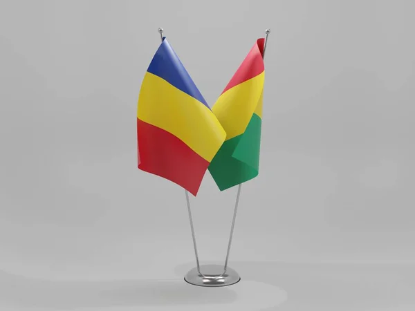 Guiné Roménia Bandeiras Cooperação Fundo Branco Render — Fotografia de Stock