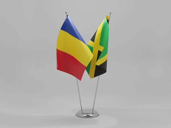 Jamaika Rumänien Kooperationsfahnen Weißer Hintergrund Render — Stockfoto