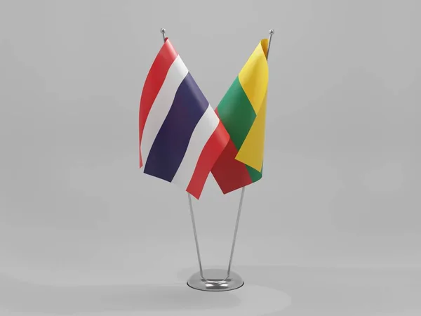 Litauen Thailand Kooperationsfahnen Weißer Hintergrund Render — Stockfoto