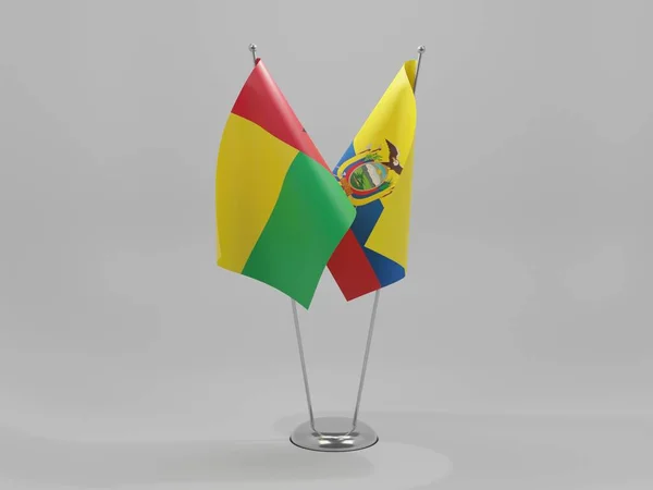 Banderas Cooperación Entre Ecuador Guinea Bissau Fondo Blanco Render — Foto de Stock