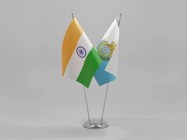 Banderas Cooperación San Marino India Fondo Blanco Render —  Fotos de Stock