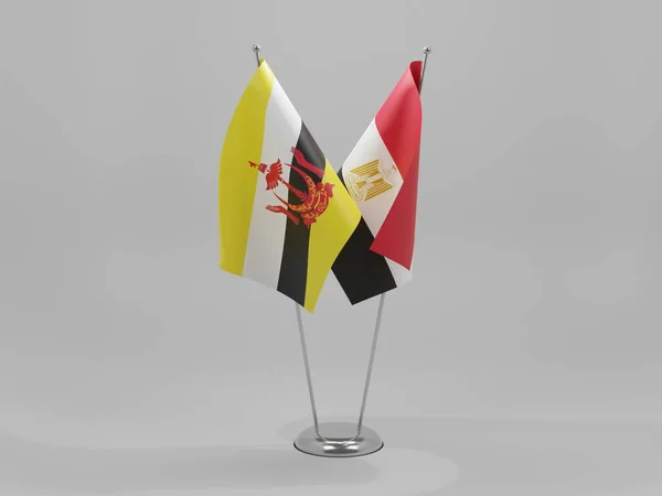 エジプト ブルネイ協力旗 白背景 3Dレンダリング — ストック写真