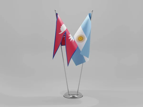 Argentinië Nepal Samenwerking Vlaggen Witte Achtergrond Render — Stockfoto