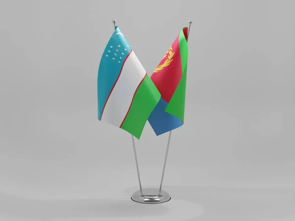 Eritrea Oezbekistan Samenwerkingsvlaggen Witte Achtergrond Render — Stockfoto