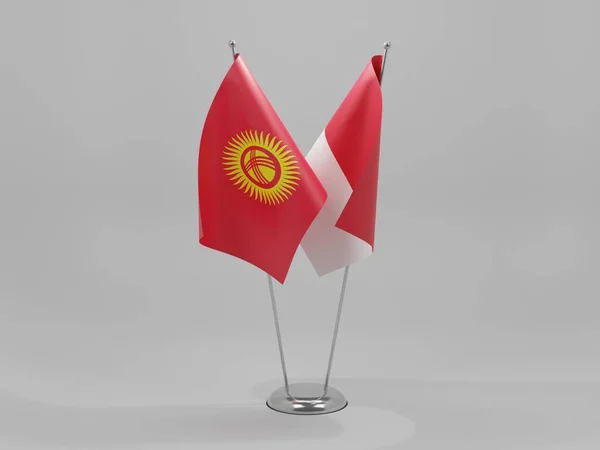 Indonesië Samenwerking Kirgizië Vlaggen Witte Achtergrond Render — Stockfoto