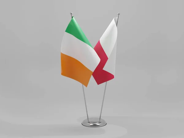 Poland Ireland Cooperation Flags White Background Render — стокове фото