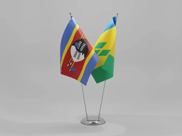 Svatý Vincenc Grenadiny Vlajky Spolupráce Svazijska Bílé Pozadí Vykreslování — Stock fotografie