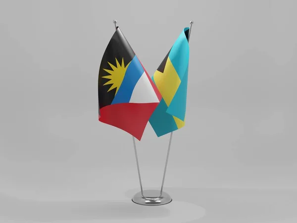 Bahamas Bandeiras Cooperação Antígua Barbuda Fundo Branco Render — Fotografia de Stock