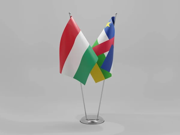 República Centroafricana Banderas Cooperación Hungría Fondo Blanco Render — Foto de Stock