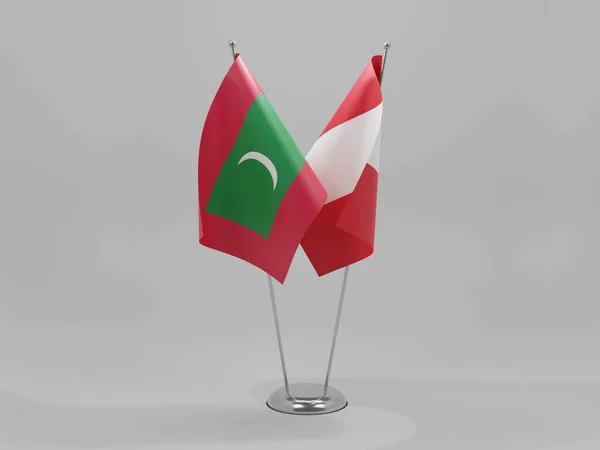 Perú Banderas Cooperación Maldivas Fondo Blanco Render — Foto de Stock