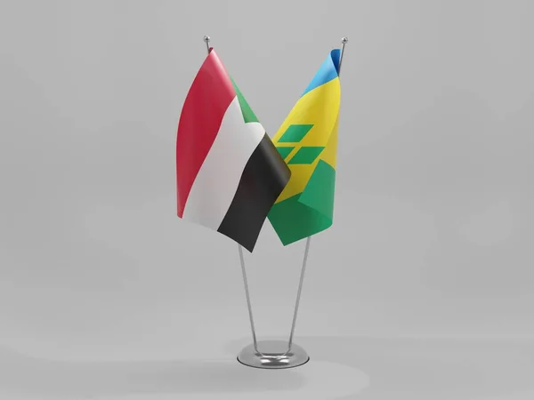 Άγιος Βικέντιος Και Γρεναδίνες Σημαίες Συνεργασίας Σουδάν Λευκό Φόντο Render — Φωτογραφία Αρχείου
