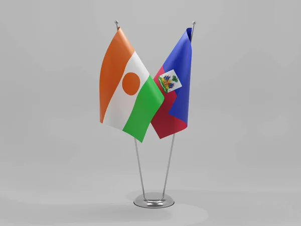 Σημαίες Συνεργασίας Αϊτή Νίγηρας Λευκό Φόντο Render — Φωτογραφία Αρχείου