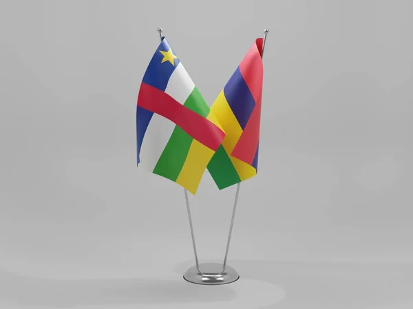 Mauritius Bandiere Cooperazione Della Repubblica Centrafricana Sfondo Bianco Render — Foto Stock