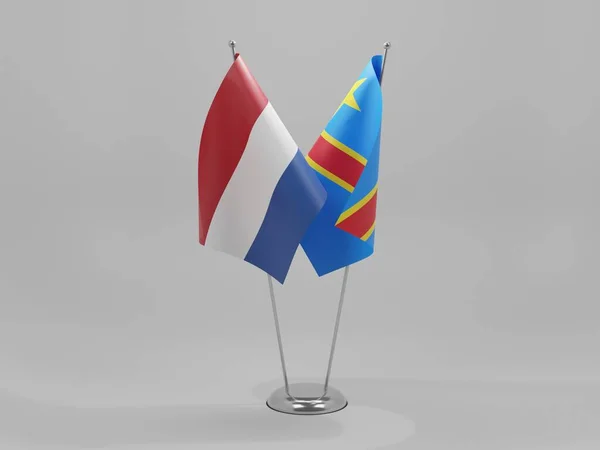 Demokratická Republika Kongo Nizozemí Vlajky Spolupráce Bílé Pozadí Render — Stock fotografie