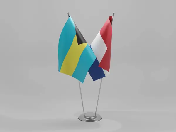 Netherlands Bahamas Cooperation Flags White Background Render — стокове фото