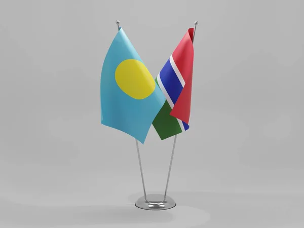 Gambia Palau Cooperation Flags White Background Render — стокове фото