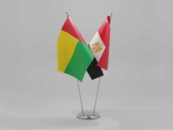 Egipt Gwinea Bissau Flagi Współpracy Białe Tło Render — Zdjęcie stockowe