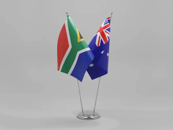 Ausztrália Dél Afrikai Együttműködés Zászlók Fehér Háttér Render — Stock Fotó
