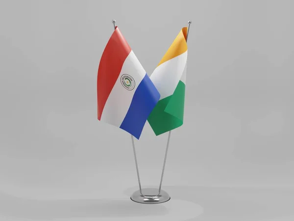 Côte Ivoire Drapeaux Coopération Paraguay Fond Blanc Render — Photo